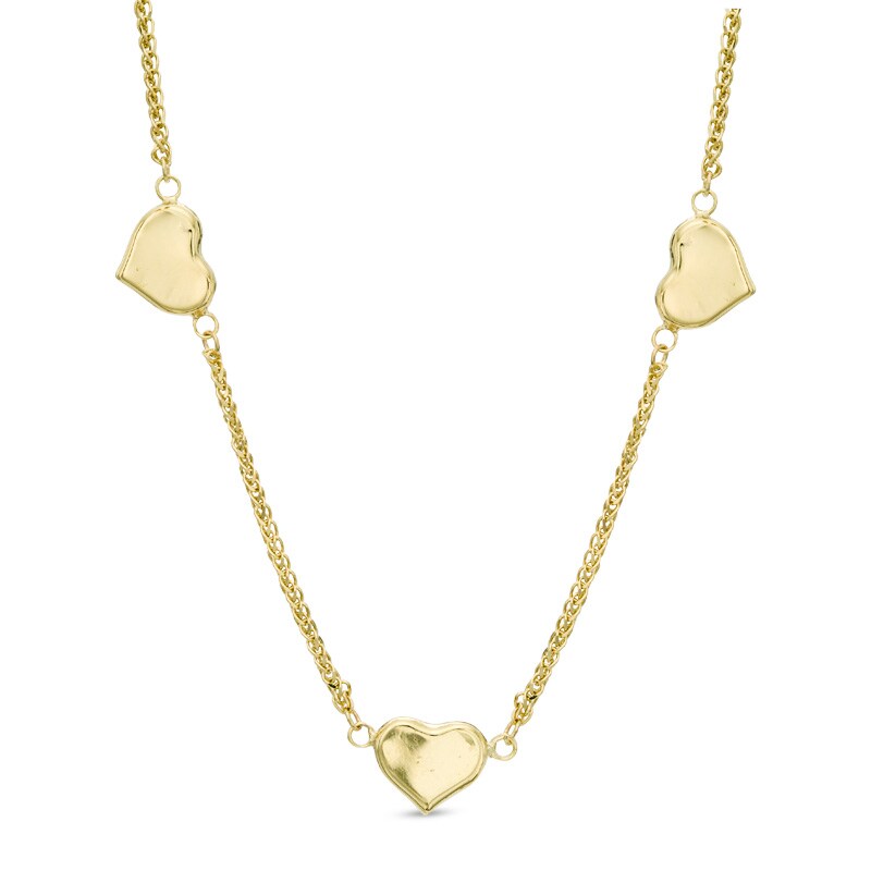 Main Image 1 of Triple Heart Necklace in 10K Gold