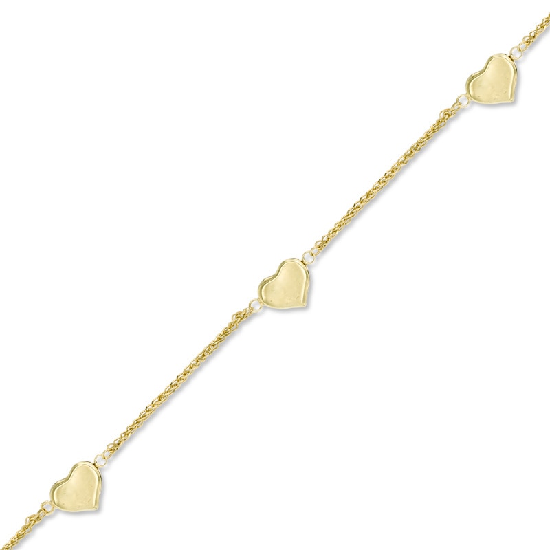 Main Image 1 of Triple Heart Bracelet in 10K Gold - 7.5"