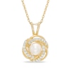 Thumbnail Image 0 of 4.5 - 5.0mm Cultured Freshwater Pearl and Lab-Created White Sapphire Pendant in 10K Gold