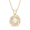 Thumbnail Image 1 of 4.5-5.0mm Freshwater Cultured Pearl and Lab-Created White Sapphire Pendant in 10K Gold