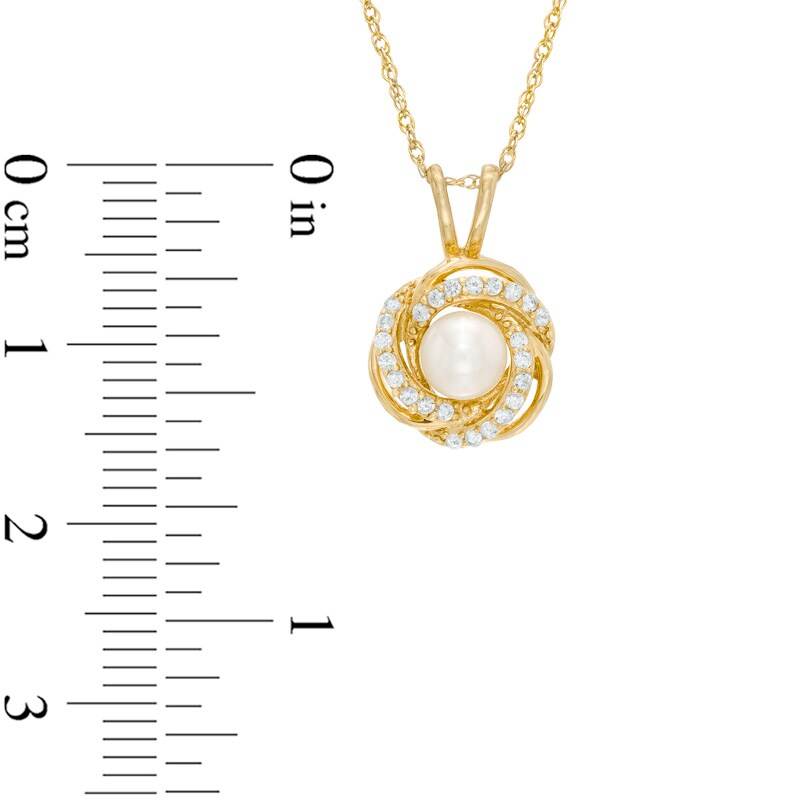 Main Image 2 of 4.5-5.0mm Freshwater Cultured Pearl and Lab-Created White Sapphire Pendant in 10K Gold
