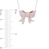 Thumbnail Image 1 of Lab-Created White Sapphire Bow Necklace in Sterling Silver with 18K Rose Gold Plate