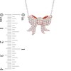 Thumbnail Image 2 of Lab-Created White Sapphire Bow Necklace in Sterling Silver with 18K Rose Gold Plate