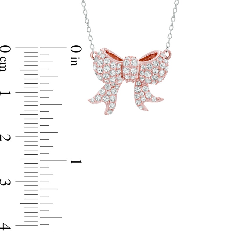 Main Image 2 of Lab-Created White Sapphire Bow Necklace in Sterling Silver with 18K Rose Gold Plate
