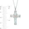 Thumbnail Image 1 of Lab-Created Opal and White Sapphire Wrap Cross Pendant in Sterling Silver