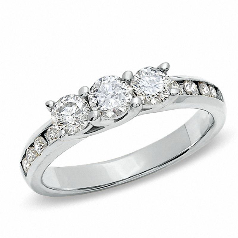 Main Image 1 of 1-1/2 CT. T.W. Diamond Three Stone Ring in 10K White Gold
