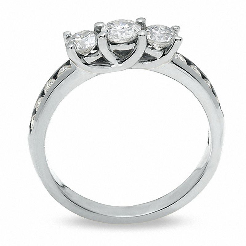 Main Image 2 of 1-1/2 CT. T.W. Diamond Three Stone Ring in 10K White Gold