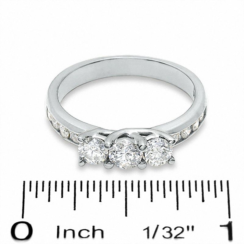 Main Image 3 of 1-1/2 CT. T.W. Diamond Three Stone Ring in 10K White Gold