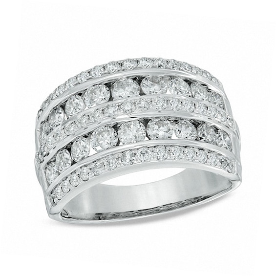 2 CT. T.w. Diamond Multi-Row Band in 14K White Gold