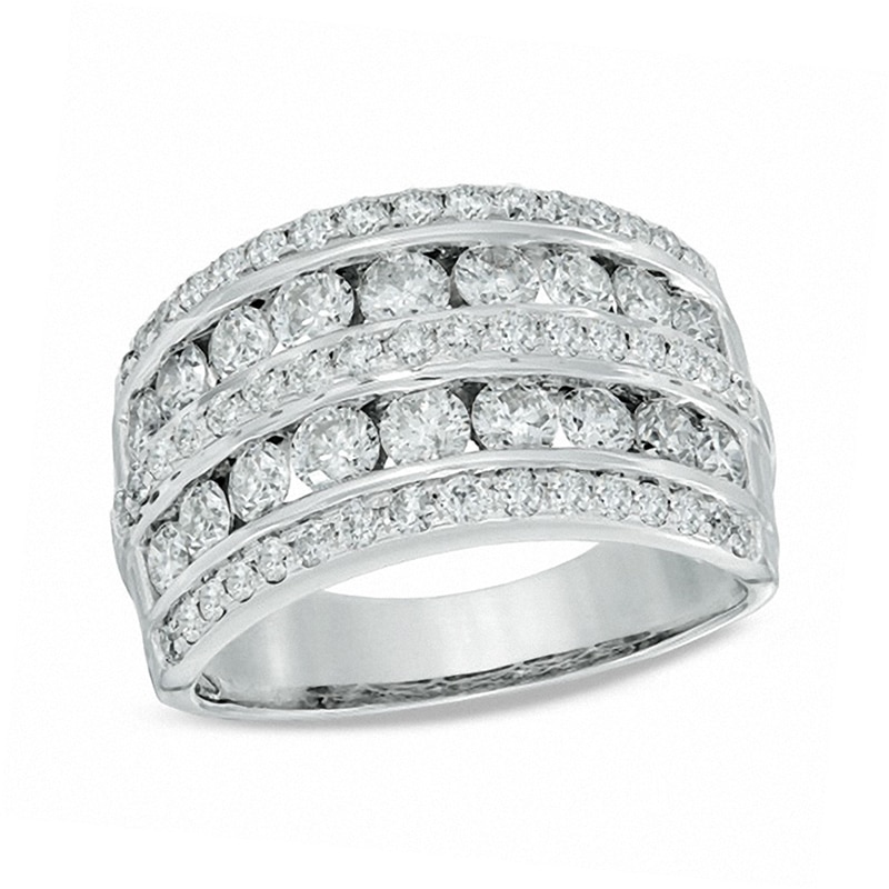 2 CT. T.W. Diamond Multi-Row Band in 14K White Gold