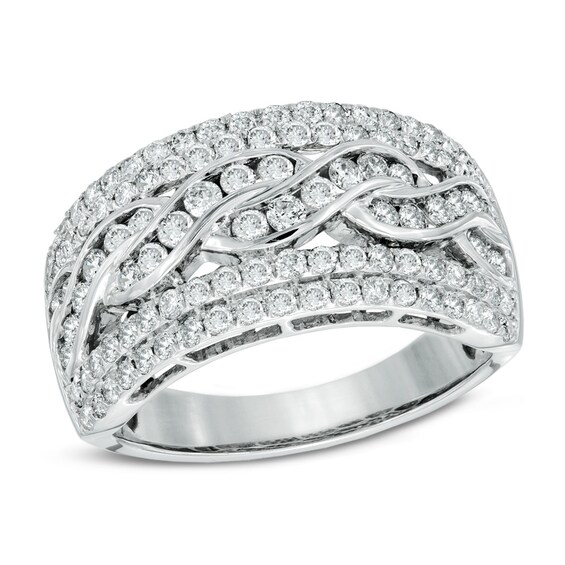 1-1/4 CT. T.w. Diamond Center Braid Band in 14K White Gold