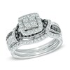 Thumbnail Image 1 of 1 CT. T.W. Quad Princess-Cut Enhanced Black and White Diamond Bridal Set in 14K White Gold