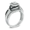Thumbnail Image 2 of 1 CT. T.W. Quad Princess-Cut Enhanced Black and White Diamond Bridal Set in 14K White Gold