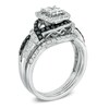 Thumbnail Image 1 of 1 CT. T.W. Quad Princess-Cut Enhanced Black and White Diamond Bridal Set in 14K White Gold