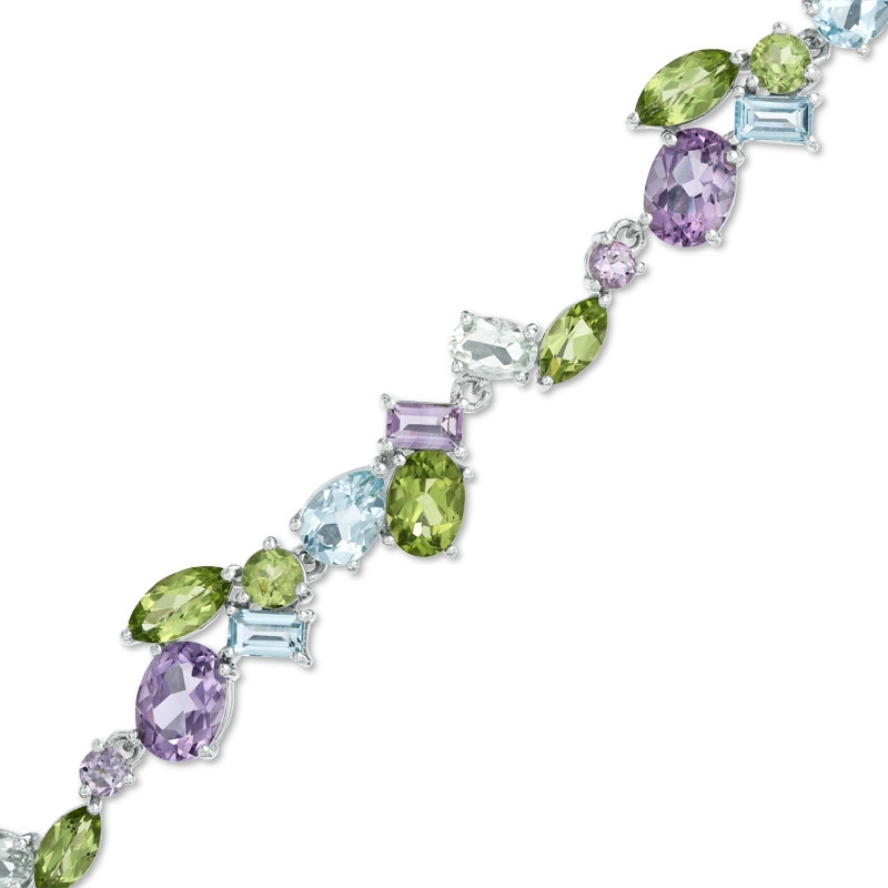 Main Image 1 of Multi-Gemstone Bracelet in Sterling Silver - 7.25"