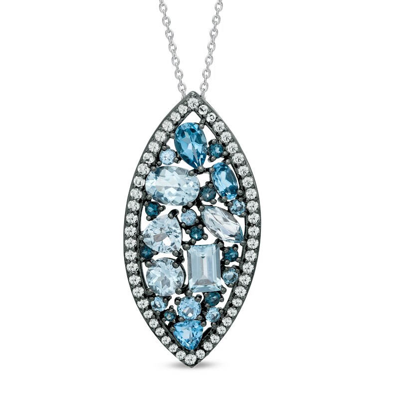 Main Image 1 of Blue and White Topaz Topaz Pendant in Sterling Silver