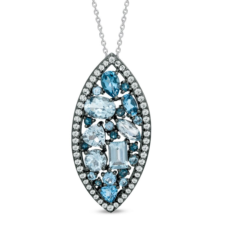 Blue and White Topaz Topaz Pendant in Sterling Silver