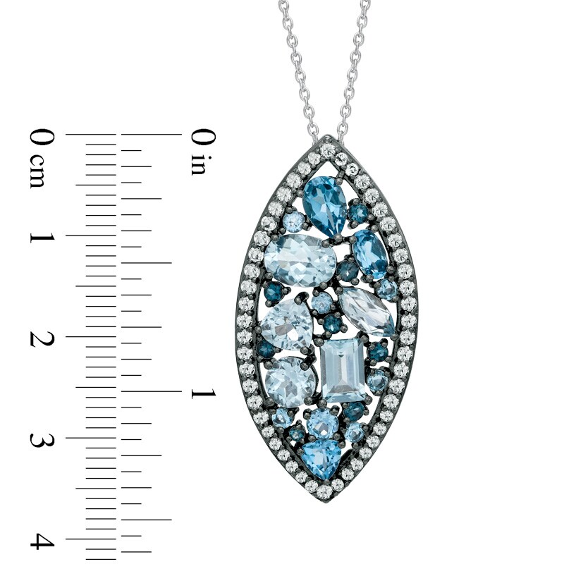 Main Image 2 of Blue and White Topaz Topaz Pendant in Sterling Silver