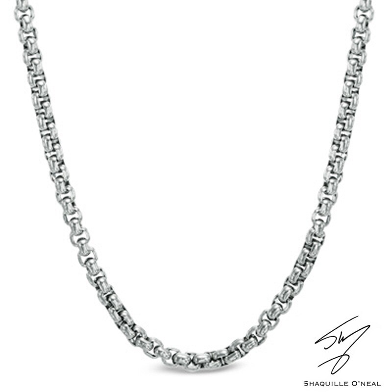 Men's Signature Tag Box Chain Necklace in Stainless Steel - 30"