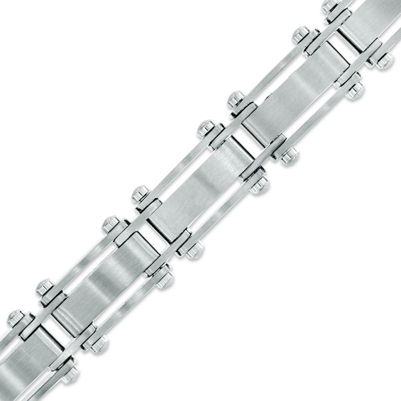 Carbon Fiber and Diamond Accent Bracelet in Stainless Steel - 8.5"