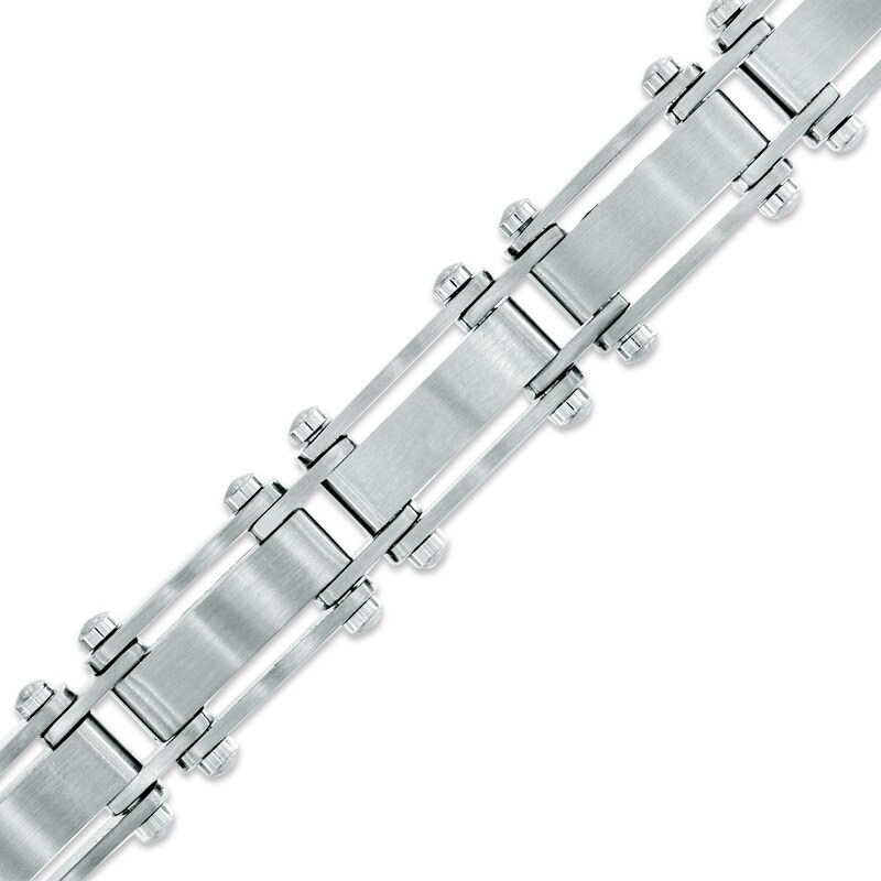 Men's Carbon Fiber and Diamond Accent Bracelet in Stainless Steel - 8.5"