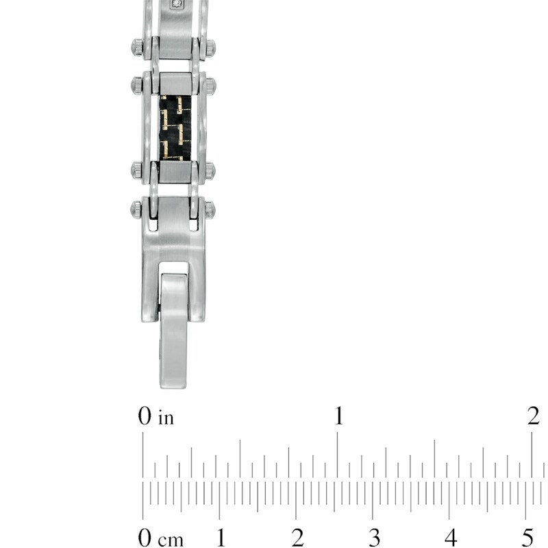 Main Image 3 of Carbon Fiber and Diamond Accent Bracelet in Stainless Steel - 8.5"