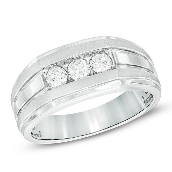 Men's 1/2 CT. T.w. Diamond Three Stone Ring in 10K White Gold