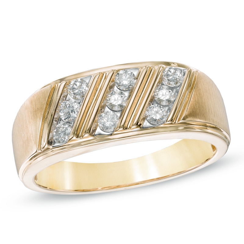 Men's 1/2 CT. T.W. Diamond Slant Ring in 10K Gold