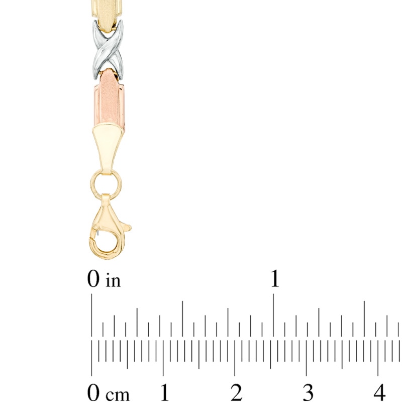 Main Image 2 of "X" Fashion Bracelet in 10K Tri-Tone Gold - 7.5"