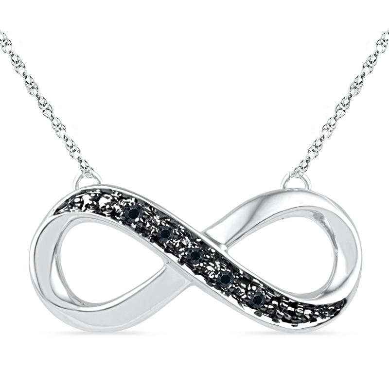 Black Diamond Accent Sideways Infinity Necklace in Sterling Silver - 16"