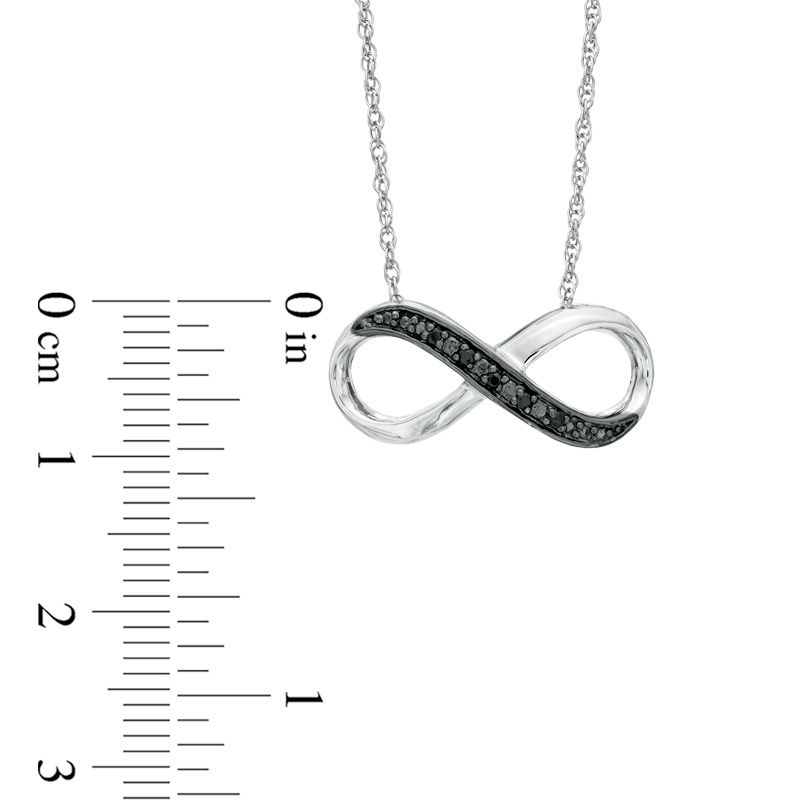 Black Diamond Accent Sideways Infinity Necklace in Sterling Silver - 16"