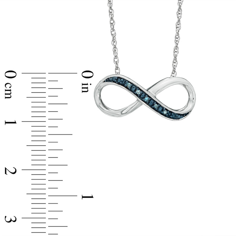 Enhanced Blue Diamond Accent Sideways Infinity Necklace in Sterling Silver - 16"