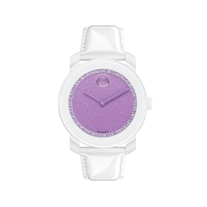 Ladies' Movado Bold® Lavender Crystal Watch with Lavender Glitter Dial (Model: 3600219)