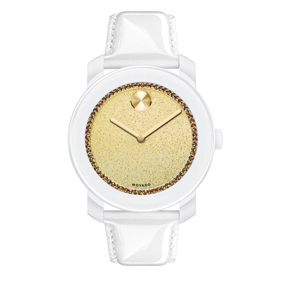 Ladies' Movado BoldÂ® Golden Crystal Watch with Gold Glitter MuseumÂ® Dial (Model: 3600220)