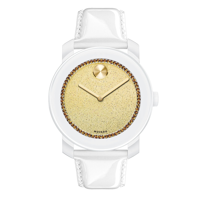 Ladies' Movado Bold® Golden Crystal Watch with Gold Glitter Museum® Dial (Model: 3600220)