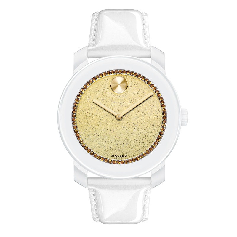 Main Image 1 of Ladies' Movado Bold® Golden Crystal Watch with Gold Glitter Museum® Dial (Model: 3600220)