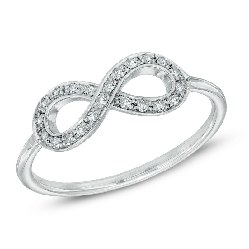 Main Image 1 of 1/10 CT. T.W. Diamond Sideways Infinity Ring in Sterling Silver