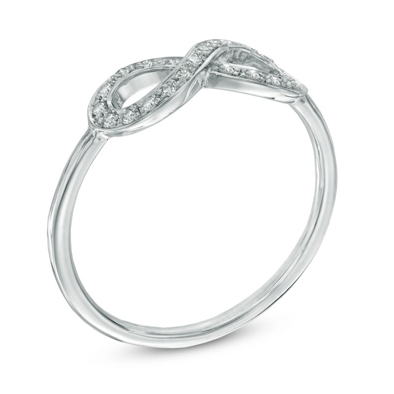 Main Image 2 of 1/10 CT. T.W. Diamond Sideways Infinity Ring in Sterling Silver