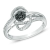 Thumbnail Image 0 of 1/4 CT. T.W. Enhanced Black and White Diamond Cluster Orbit Ring in Sterling Silver
