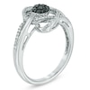 Thumbnail Image 1 of 1/4 CT. T.W. Enhanced Black and White Diamond Cluster Orbit Ring in Sterling Silver