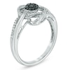 Thumbnail Image 2 of 1/4 CT. T.W. Enhanced Black and White Diamond Cluster Orbit Ring in Sterling Silver