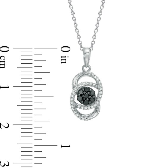 1/5 CT. T.w. Enhanced Black and White Diamond Cluster Orbit Pendant in Sterling Silver