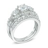 Thumbnail Image 2 of Lab-Created White Sapphire Three Stone Fashion Ring Set in Sterling Silver