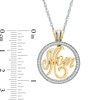 Thumbnail Image 2 of Lab-Created White Sapphire Interchangeable "MOM" Circle Pendant Set in Sterling Silver and 14K Gold Plate