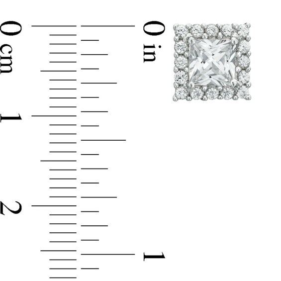 Princess-Cut Lab-Created White Sapphire Pendant and Earrings Set in Sterling Silver