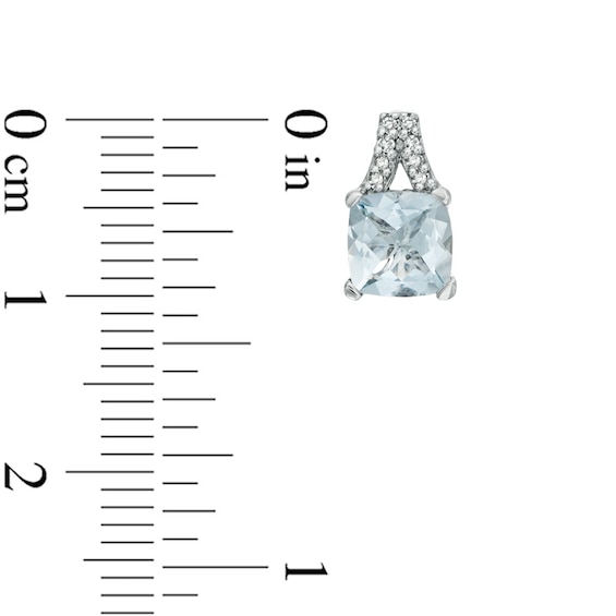 6.0mm Cushion-Cut Aquamarine and Diamond Accent Stud Earrings in 10K White Gold