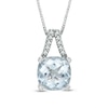 Thumbnail Image 1 of 7.0mm Cushion-Cut Aquamarine and Diamond Accent Split Bale Pendant in 10K White Gold