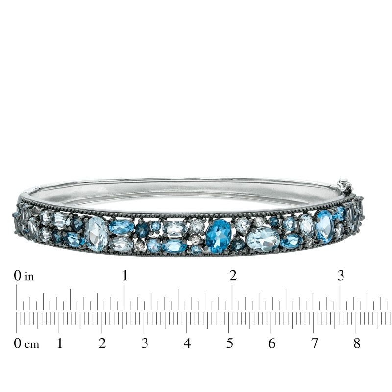 Main Image 2 of Multi-Shaped Blue and White Topaz Bangle in Sterling Silver
