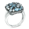 Thumbnail Image 2 of Multi-Shaped Blue and White Topaz Ring in Sterling Silver