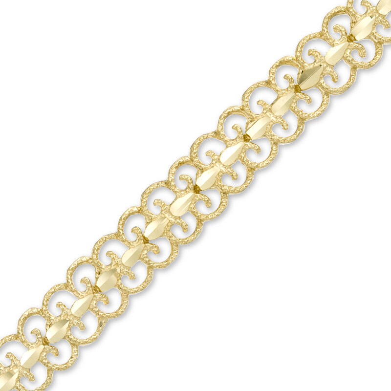 Main Image 1 of Diamond-Cut Lacy Scroll Bracelet in 10K Gold - 7.25"